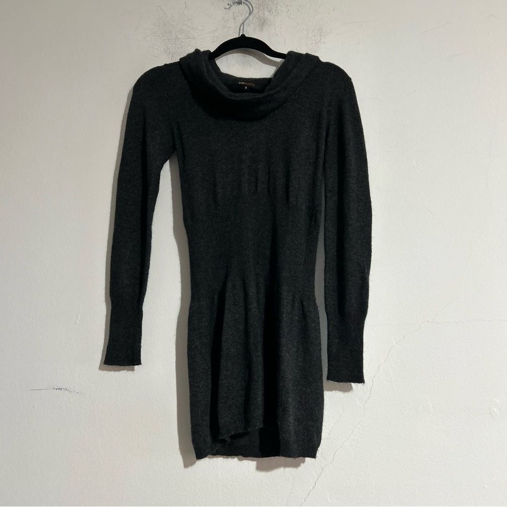 BCBGMaxazria Y2K Angora Wool Blend Long Sleeve Sweater Dress Grey Small
